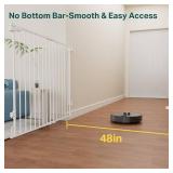 Cumbor 34' Extra Tall Baby Gate for Stairs, Wall-Mounted (Drill Required), Expandable 31.6-48' No Bottom Bar Dog Gate Indoor for Larger Pets, Large Walk Thru Door for Easy Access (White)