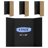 AKONEGE 4 Pack 36' x 48' Trifold Poster Board for Presentation, Black Corrugated Cardboard Large Tri Fold Poster Board for Science Fair, Office & School Projects, Photo Displays, Exhibitions Event