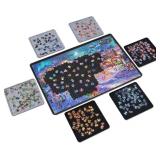 LAVIEVERT Jigsaw Puzzle Board with 6 Sorting Trays, Lightweight & Portable Felt Mat for Adults, Puzzle Storage Saver Holder with Non-Slip Surface for Up to 1000 Pieces - Gray