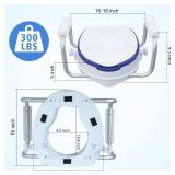 Raised Toilet Seat Risers for Seniors, Padded Elevated Toilet Seat with Handles for Round Toilets Only, 5 Inch Height, Support to 300 LBS