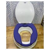 Raised Toilet Seat Risers for Seniors, Padded Elevated Toilet Seat with Handles for Round Toilets Only, 5 Inch Height, Support to 300 LBS