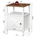 Set of 2 Farmhouse Nightstand with Charging Station, White Bedside Table with USB&Type-C Ports and Outlets, End Table with Storage, Night Stand for Bedroom, White and Rustic Brown