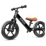 SEREED Toddler Balance Bike 2 Year Old, No Pedal Kids Bicycle Toys for 2-5 Years Old, Tool-Free Adjustment, Customize Plate with Stickers, Gift for 2-3 Boys Girls (Black)