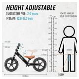 SEREED Toddler Balance Bike 2 Year Old, No Pedal Kids Bicycle Toys for 2-5 Years Old, Tool-Free Adjustment, Customize Plate with Stickers, Gift for 2-3 Boys Girls (Black)