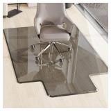 Retails for $170! Beveled Edge Irregular Office Chair Mat with Lip for Carpet or Hardwood Floor Crystal Grey 36' x 48' Smooth Glide and Easy Roll On/Off, Heavy Duty and Non-Slip Floor Chair Mat with L