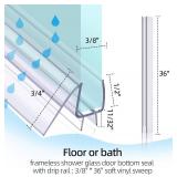 POZIA Shower Door Bottom Seal Frameless Glass Shower Door Seal Strip Clear Vinyl Durable Stop Shower Leaks and Create a Water Barrier Ultra Clear (1PACK-3/8in)