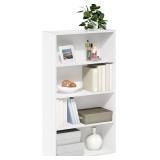 Furinno PASIR Book Shelf, 4-Tier Bookshelf, Bookcase with Open Shelf, 9.4 x 23.6 x 41.7, for Living Room, Bedroom, Home Office, White