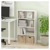 Furinno PASIR Book Shelf, 4-Tier Bookshelf, Bookcase with Open Shelf, 9.4 x 23.6 x 41.7, for Living Room, Bedroom, Home Office, White