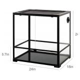 Retails for $200! REPTIZOO 45 Gallon Glass Reptile Terrarium 24' x 18' x 24' Knock-Down Reptile Tank with Double Hinge Door and Top Screen Ventilation Easy Assembly Terrarium