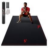 Retails for $104! Large Exercise Mat for Home Workout,12 x6 /10'x6'/9'x6'/8'x6'/7'x5'/6'x4' (7mm) Extra Thick Workout Mat, High-Density Gym Mat for Cardio, Jump Rope, MMA, Weights (Shoe-Friendly)