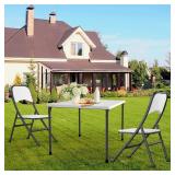 34' Folding Table, Portable Square Folding Card Table with Collapsible Legs & Carrying Handle, Plastic Tables for Camping,Picnic, Office, Party, White