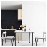 34' Folding Table, Portable Square Folding Card Table with Collapsible Legs & Carrying Handle, Plastic Tables for Camping,Picnic, Office, Party, White