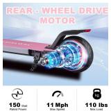 Retails for $150! Electric Scooter for Kids Ages 6-12, 150W Motor, 4/7/11 Mph, 60 mins Ride Time, Adjustable Speed, LED Display, Colorful Lights, Electronic Brake, Foldable Kids Electric Scooter