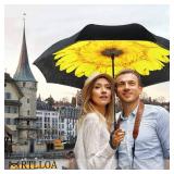 MRTLLOA 49/56 Inch Windproof Inverted Reverse Umbrella with UV Protection, Large, C-Shaped Handle, Double Layer, Stick Rain Umbrella for Men and Women (Sunflower) 49 Inch N-Sunflower