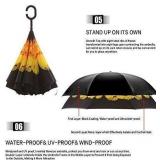 MRTLLOA 49/56 Inch Windproof Inverted Reverse Umbrella with UV Protection, Large, C-Shaped Handle, Double Layer, Stick Rain Umbrella for Men and Women (Sunflower) 49 Inch N-Sunflower