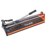 TILER 14 Inch Manual Tile Cutter, Professional Porcelain Ceramic Tile Cutter with Chrome Plated Solid Rails, Tungsten Carbide Cutting Wheel, Adjustable Fence Gauge, Anti-Skid Feet 8103E-2