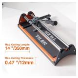 TILER 14 Inch Manual Tile Cutter, Professional Porcelain Ceramic Tile Cutter with Chrome Plated Solid Rails, Tungsten Carbide Cutting Wheel, Adjustable Fence Gauge, Anti-Skid Feet 8103E-2