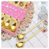 Coffee Spoons Gold Silverware Christmas 6 Pieces Small Stainless Steel Flatware Xmas Decorative Pendants Cute Drinking Stirrers for Festive and Daily Kitchen Utensils
