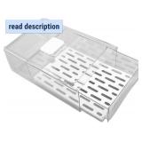 Fridge Drawer Organizer, Refrigerator Storage Box Holder with Draining Plate Fruit Storage Container Preservation Box(Large + drain board)