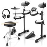 Retails for $230! Donner DED-80 Electronic Drum Set with 4 Quiet Mesh Pads, 180+ Sounds, 2 Pedals, Throne, Headphones, Sticks, and Melodics Lessons Retails for $230! Donner DED-80 Electronic Drum Set with 4 Quiet Mesh Pads, 180+ Sounds, 2 Pedals, Throne, Headphones, Sticks, and Melodics Lessons
