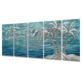 Retails for $249! BATRENDY ARTS Modern Beach Metal Wall Art Decor 3D Silver Coconut Palm on the Shores of Hawaii Blue Coast Hanging Sculptures Outdoor or Indoor Tree Decorations Retails for $249! BATRENDY ARTS Modern Beach Metal Wall Art Decor 3D Silver Coconut Palm on the Shores of Hawaii Blue Coast Hanging Sculptures Outdoor or Indoor Tree Decorations