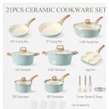 Retails for $130! CAROTE 21-Piece Ceramic Pots and Pans Cookware Set, Non Stick Induction Cook Ware Kitchen Cooking Set Non-Toxic Health, PFAS Free Retails for $130! CAROTE 21-Piece Ceramic Pots and Pans Cookware Set, Non Stick Induction Cook Ware Kitchen Cooking Set Non-Toxic Health, PFAS Free