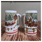 Pair of Budweiser Clydesdales Holiday Beer Stein Pair of Budweiser Clydesdales Holiday Beer Stein