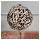 Decorative Woven Ball on Rustic Stand Decorative Woven Ball on Rustic Stand