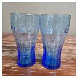 Coca-Cola Vintage Cobalt Blue Base Contour Glasses Set of 2 Coca-Cola Vintage Cobalt Blue Base Contour Glasses Set of 2