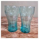 Coca-Cola Vintage Blue Tint Glass Tumblers Set of 2 Coca-Cola Vintage Blue Tint Glass Tumblers Set of 2
