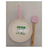 Green Life Ceramic Nonstick 8in Frying Pan Skillet and Silicone Spatula Set, Pink