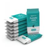 Amazon Basics Flushable Adult Toilet Wipes, Fragrance Free, 42 Count, 1 Box of 8 Packs