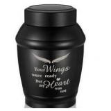 Black Memorial Urn with Angel Wings Design