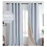 Light Blue Blackout Curtains - Faux Linen 42x96
