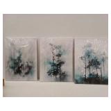 Modern Forest Watercolor Canvas Wall Art, 3- 12x16