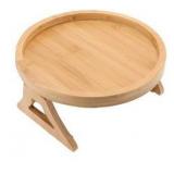 Round Wooden Sofa Arm Clip Table