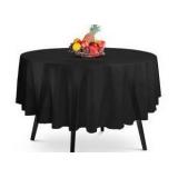 5 Pack Premium Round Black Plastic Tablecloth, 84 x 84