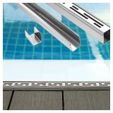 Otoolling 1 Pack Pool Deck Drain 1.25-inch W x 4-feet L, Silver