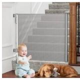 Retractable Baby Gates Extra Wide, PRObebi Retractable Dog Gate for The House Extends to 54in Wide 34in Tall, Gray