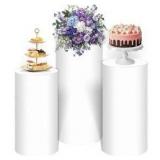 White Cylinder Display Pedestal Set of 3