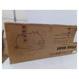 Extra Large Baby Play Mat - Gray Geometric Pattern, reversible to animals 79x71 inch