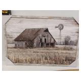 Rustic Barn and Windmill Framed Wall Art 36x24 in