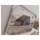 Rustic Barn and Windmill Framed Wall Art 36x24 in