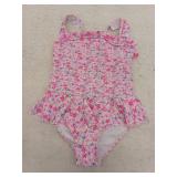 Girls One Piece Ruffle Trim Swimsuit Suit