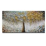 ART8YUQI Art - Contemporary Abstract Art Oil Painting On Canvas Texture 3D Silver, 30x60