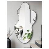 Modern Asymmetrical Wall Mirror with Black Frame