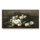 Large Framed White Floral Canvas Wall Art, 40 x 20 in