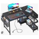 L-Shaped Gaming Computer Desk with Storage