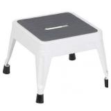 Cosco 1 Step Non-Folding Steel Step Stool, White And Gray