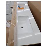 Style Selections Morriston 60-in Light Natural Oak Undermount Double Sink Bathroom Vanity with White Engineered Stone Top- Retail: $799